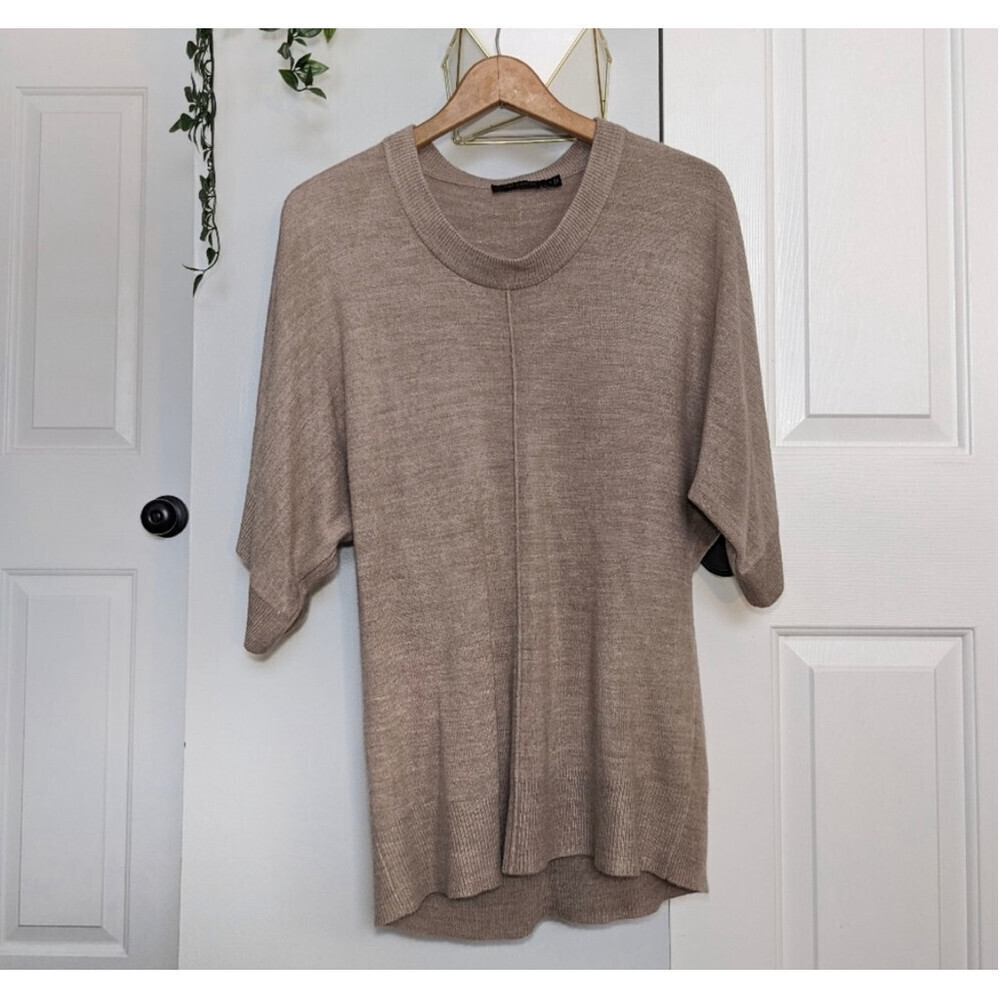 The Limited Dolman Sleeve Brown Sweater, Scoop Neck Short Sleeve Women Large Top
